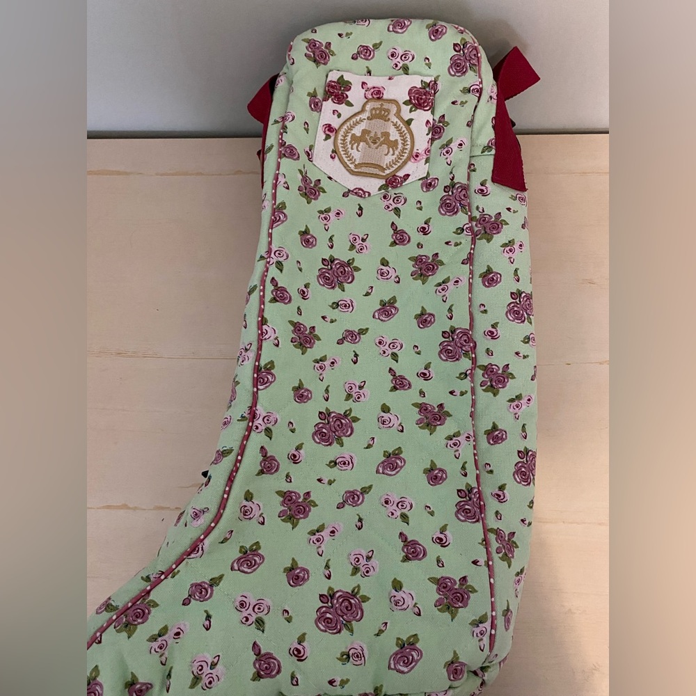 Equine Couture Standard Cotton Floral Mint and Pink Boot Bag - Picture 3 of 14